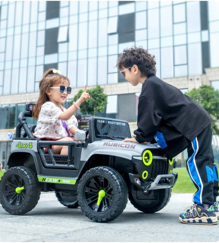 12V Kids Electric 4 Wheel Drive Off-Road Toy Rechargable Battery Car Sit By Child With Remote Control And LED Light