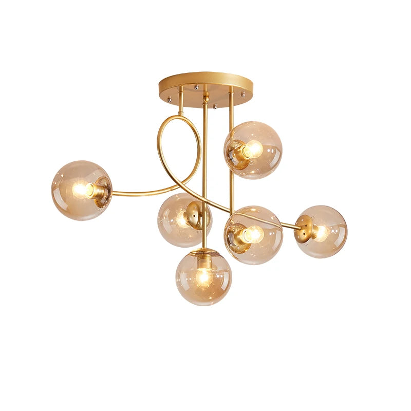 JUNYU Nordic Modern Magic Bean Glass Ceiling Chandelier LED Gold/Black Luxury Pendant Light for Living Room Bedroom Home Decor