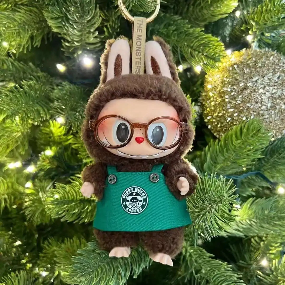 Labubu 17cm Doll's Clothes The Monsters Outfit Accessories Clothing Cartoon Green Coffee Dress Shoes