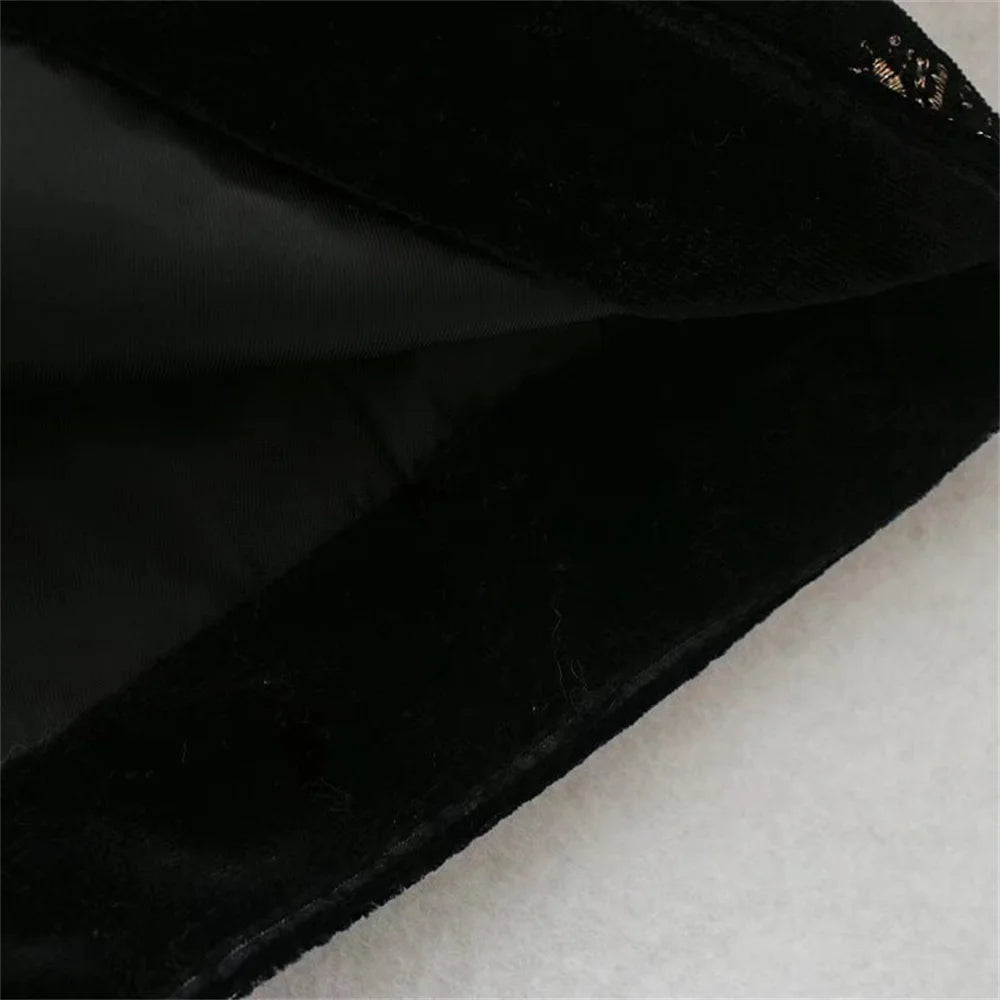 New Women's Fashion and Versatile Slim Fit Trendy Palace Embroidered Velvet Coat
