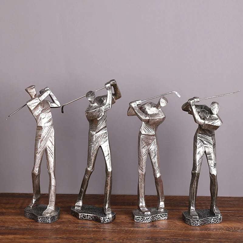 Huge Golf Player Figurine Resin Sportsman Statue Industrial Geometrical Shape Golfer Accessory Light Luxury Club Bar Home Decor