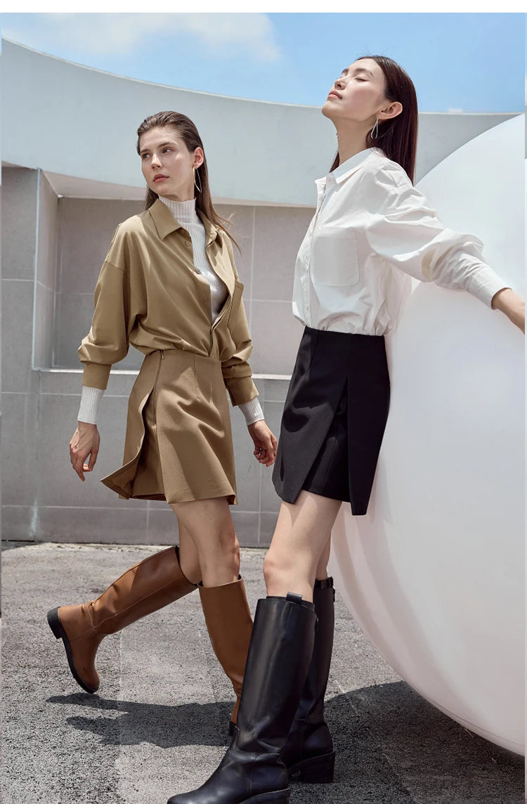 Minimalist Casual Shorts Skirts Women High Waist 2025 Spring New Fashion Commuter Straight A-Line Skirt