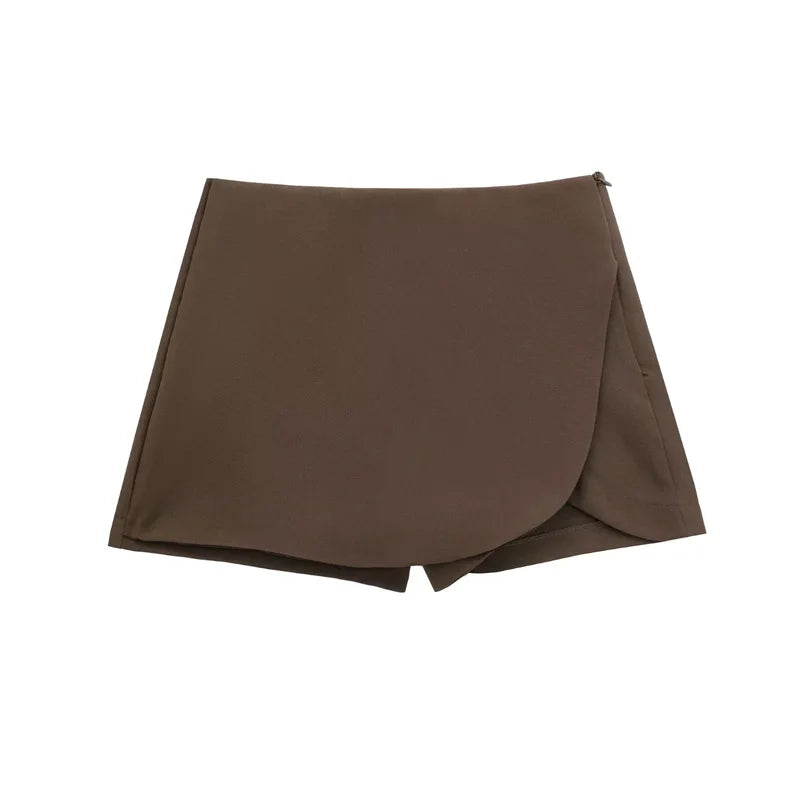 Asymmetric Skort For Women Pink Black Mini Skirt Shorts Woman Fashion High Waist Short Skirts Summer Casual Shorts