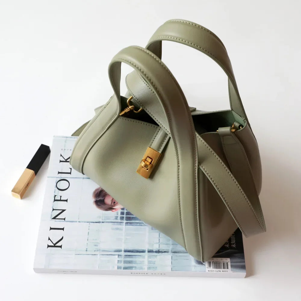Genuine Leather Bucket Bag