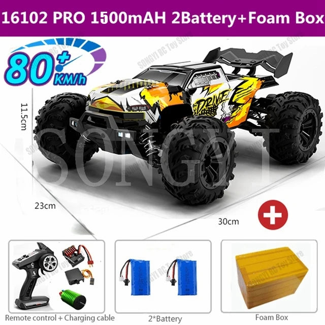 50 or 80KM/H Rc Cars 1/16 Off Drift Road 4WD with LED 2.4G Waterproof Remote Control Monster Truck for Adults and Kids Toy Gift