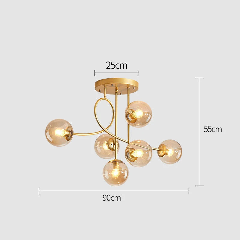 JUNYU Nordic Modern Magic Bean Glass Ceiling Chandelier LED Gold/Black Luxury Pendant Light for Living Room Bedroom Home Decor