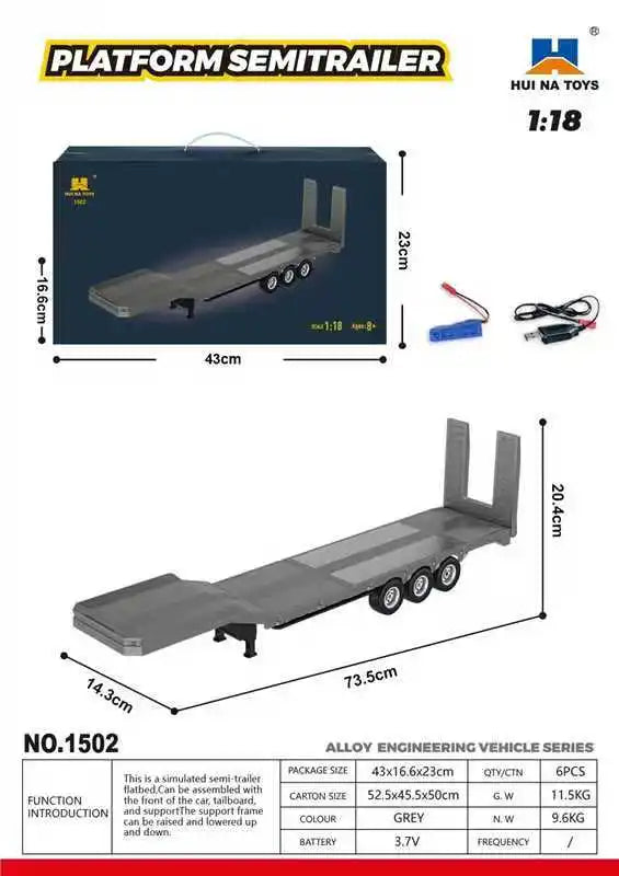 Remote control engineering car Huina Scania 770S trailer head alloy car model children's toy four-wheel drive ratio 501D