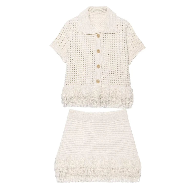 Women High Waist Knit Fringed Mini Skirt Casual A-line Holiday Summer faldas mujer