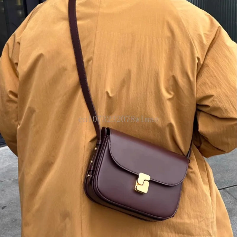 Genuine Leather Shoulder Bag for Women Crossbody Bag  Female Luxury Designer Bags Classic Crossbody Square Bags Commuting Bag