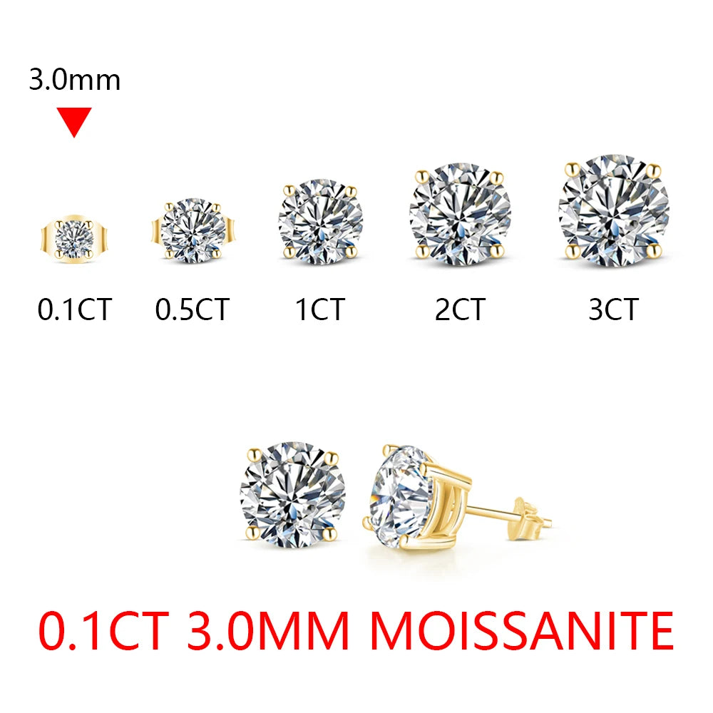 Sparkling Moissanite Stud Earrings – 925 Sterling Silver