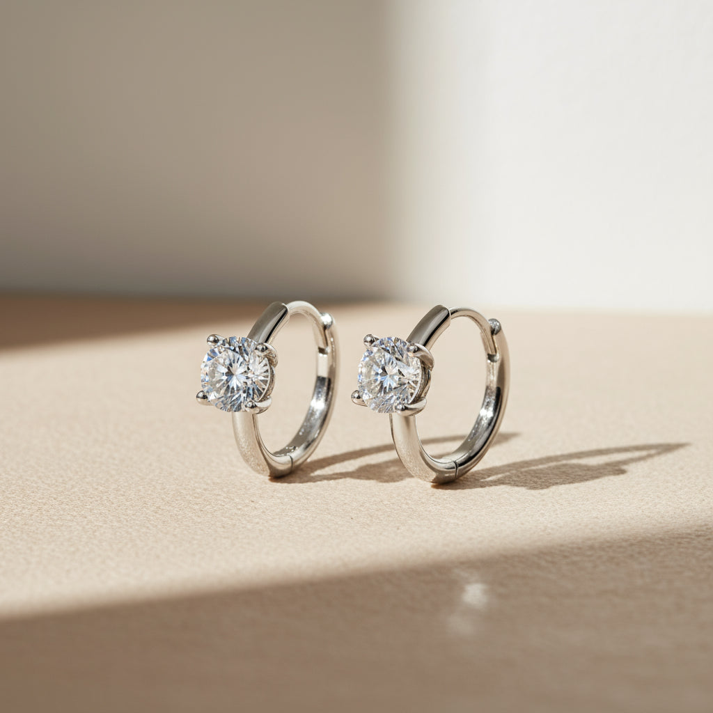Milan Solitaire Moissanite Hoops