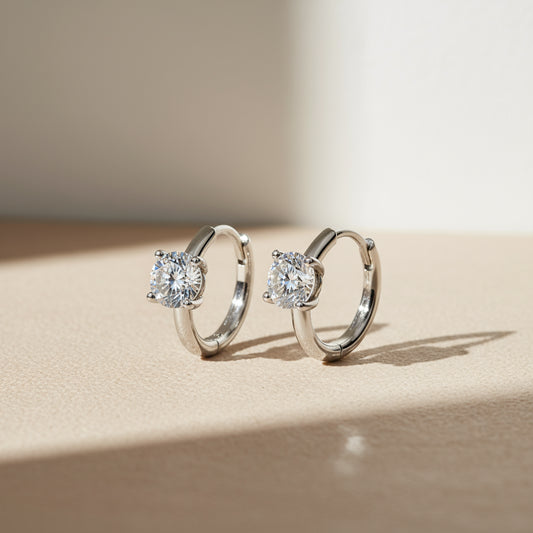 Milan Solitaire Moissanite Hoops