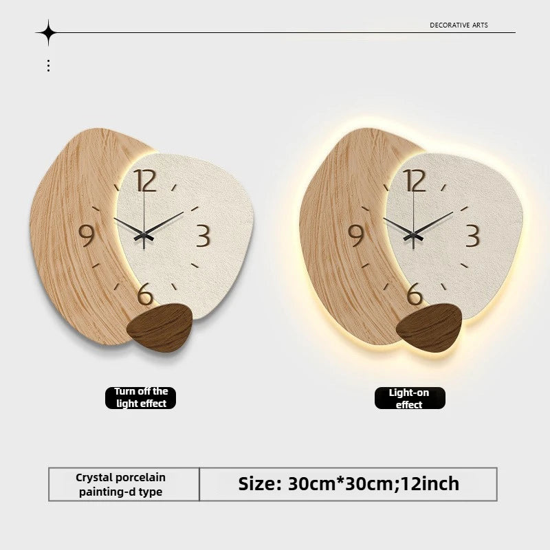 Fashion LED Light Wall Clock Luminous Clock Living Room Decorative Wall Clock Stylish Silent Hole-Free Wall Clock Quartz Clock