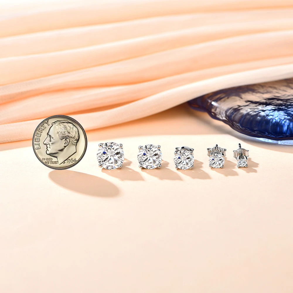 Sparkling Moissanite Stud Earrings – 925 Sterling Silver