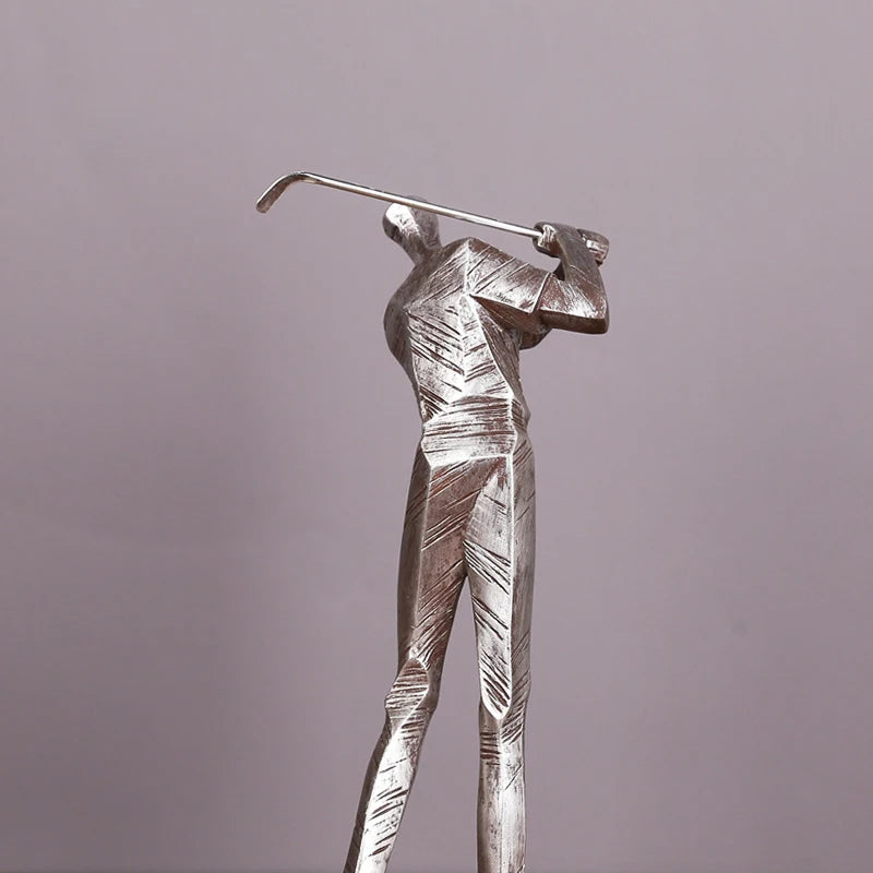 Huge Golf Player Figurine Resin Sportsman Statue Industrial Geometrical Shape Golfer Accessory Light Luxury Club Bar Home Decor