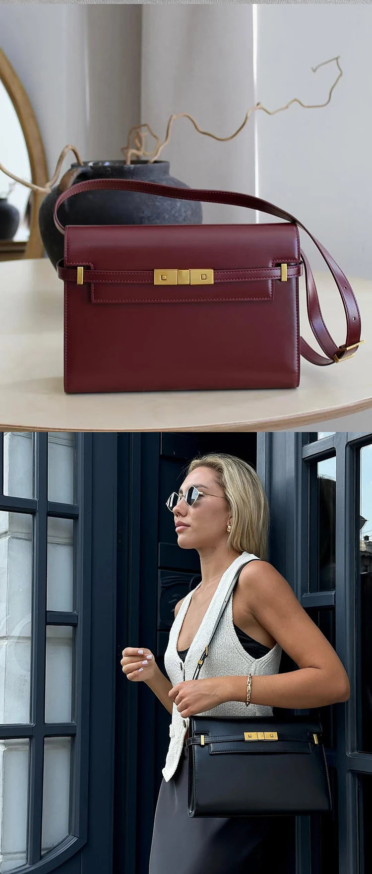 Manhattan handbag,  retro high-end feeling, underarm mailman baguette bag