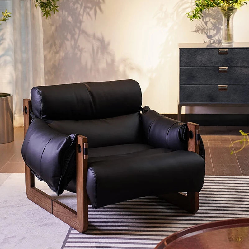 Leather Sofa Chair Luxury Living Room Armchair Single Person Lazy Lounge Chairs Modern Household Leisure Relaxation Chairs