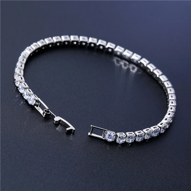 Sparkling 4mm Cubic Zirconia Bracelet – Silver Chain Jewelry