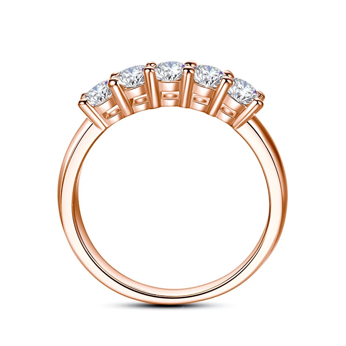 Elegant 5 Moissanite Diamond Ring