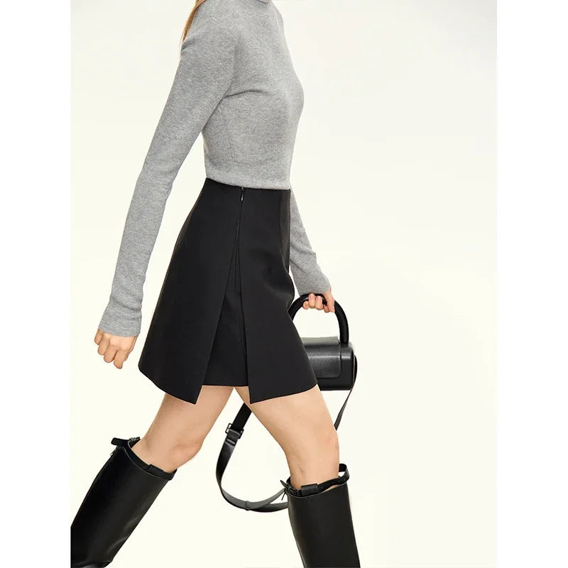 Minimalist Casual Shorts Skirts Women High Waist 2025 Spring New Fashion Commuter Straight A-Line Skirt