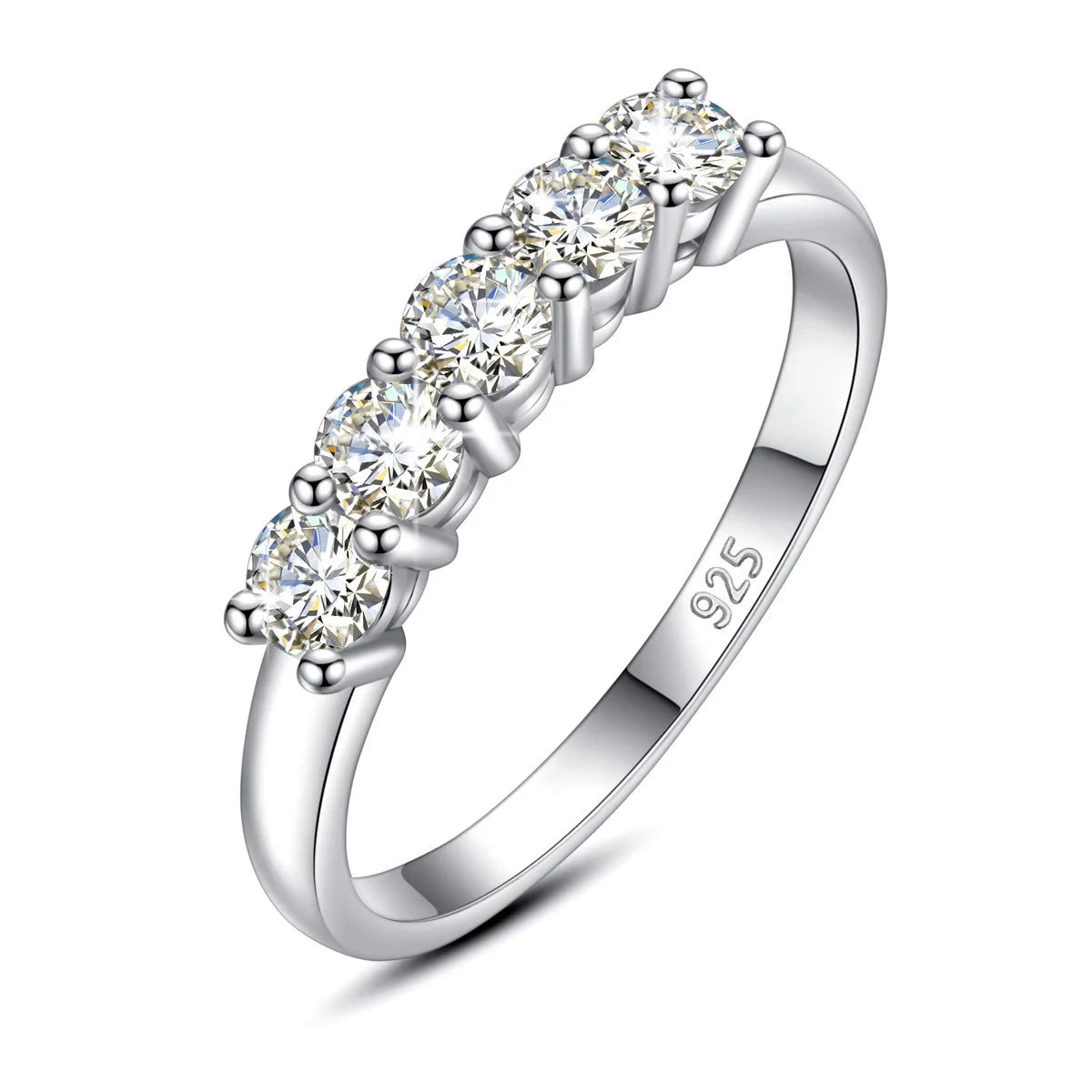 Elegant 5 Moissanite Diamond Ring