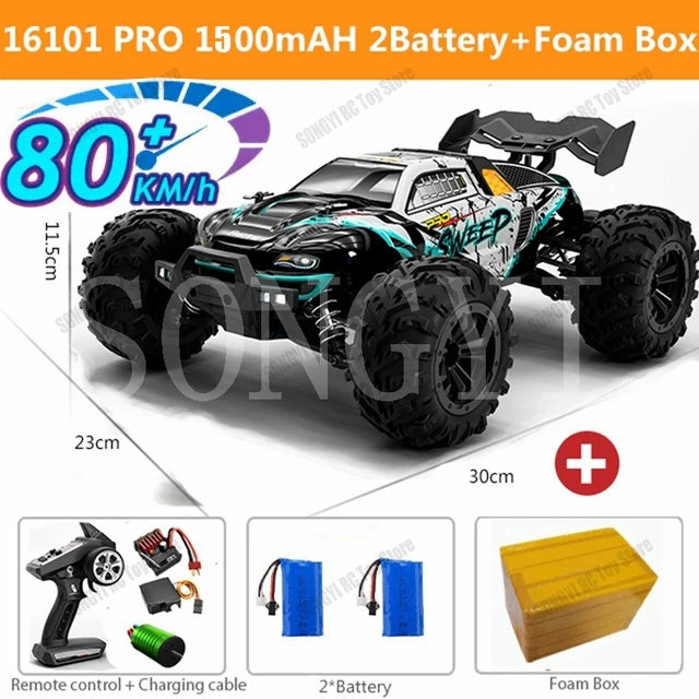 50 or 80KM/H Rc Cars 1/16 Off Drift Road 4WD with LED 2.4G Waterproof Remote Control Monster Truck for Adults and Kids Toy Gift