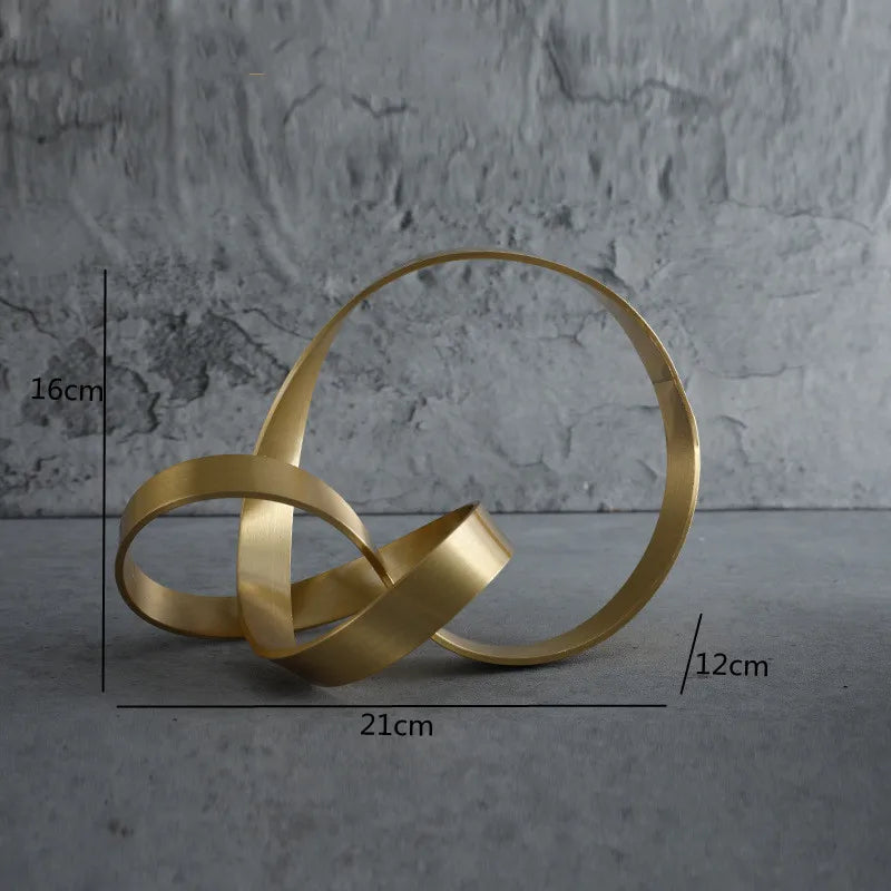 Creative Gold Crafts Knot Golden Line Hollow Out Metal Figurine Winding Rope Decorative Figurines Home Decoration Accessories