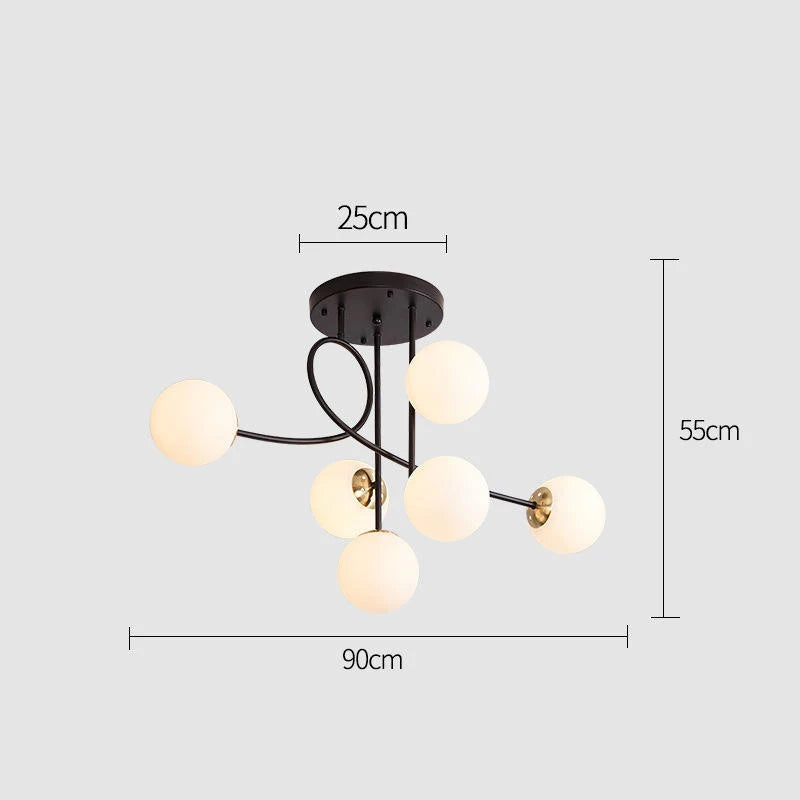 JUNYU Nordic Modern Magic Bean Glass Ceiling Chandelier LED Gold/Black Luxury Pendant Light for Living Room Bedroom Home Decor