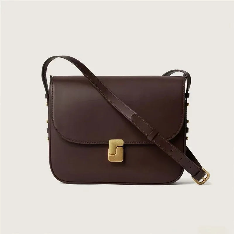 Genuine Leather Shoulder Bag for Women Crossbody Bag  Female Luxury Designer Bags Classic Crossbody Square Bags Commuting Bag