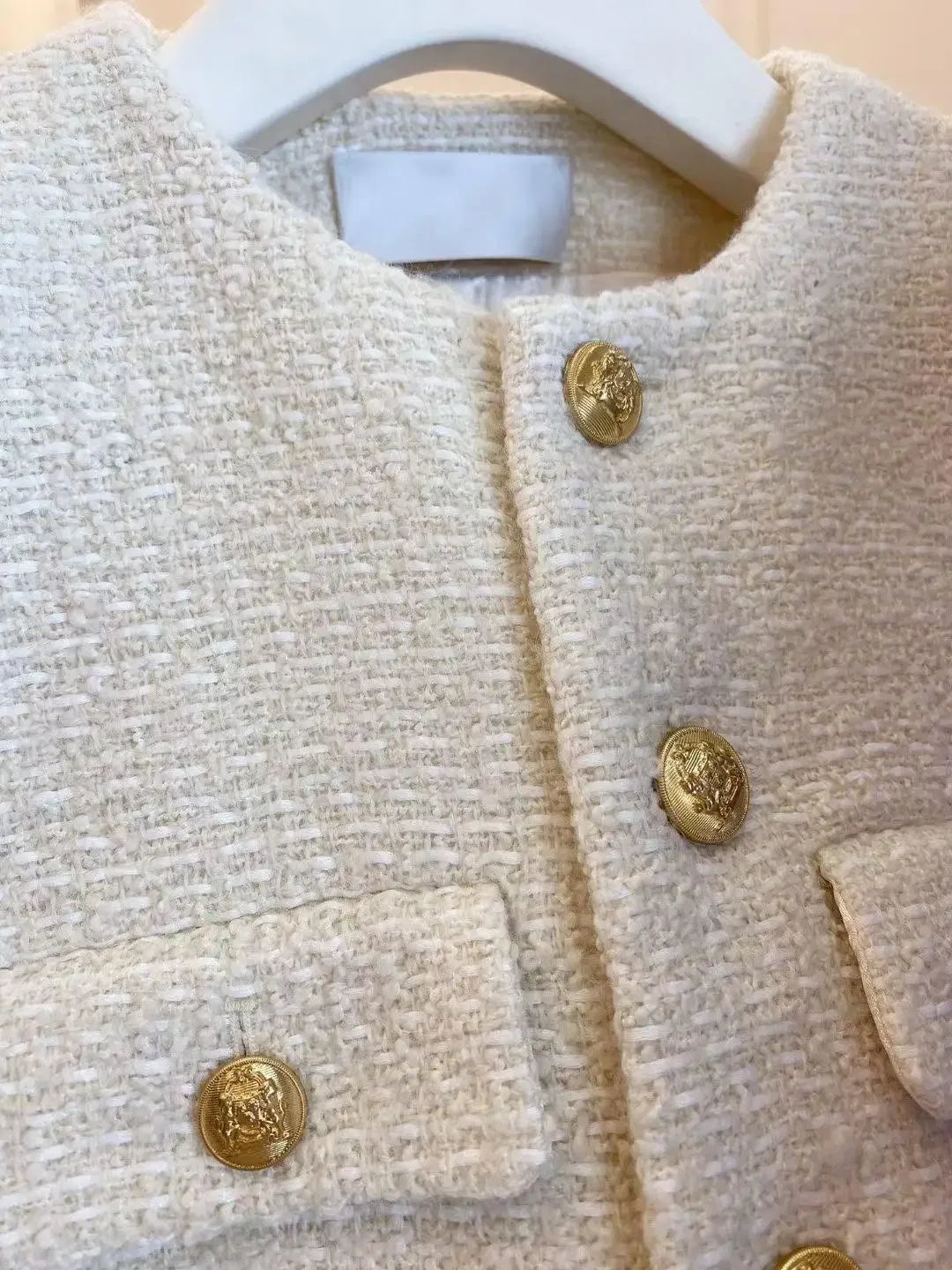 Wool Tweed Coat Fashion High-end Gold Button Short Slim Temperament Spring and Autumn Coats Women Jacket