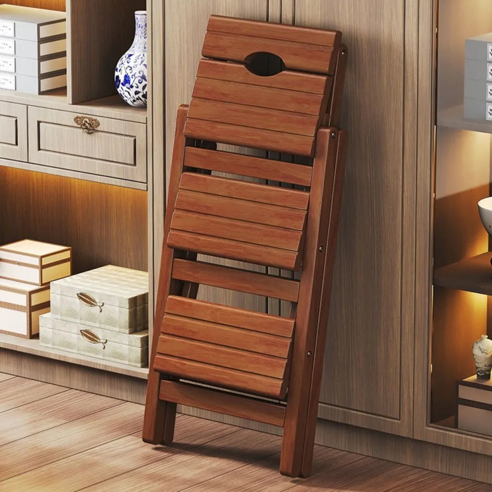 Solid Wood Ladder Stool Foldable Ladder Chair Installation-free Household Folding Stool Multi-functional Climbing Step Stool