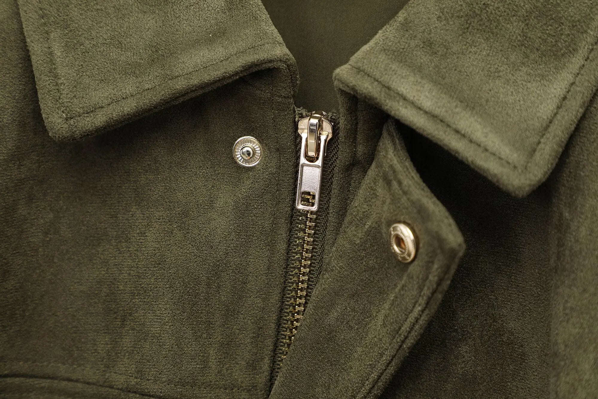 TRAFZA Women Brown Green Suede Jacket Loose Casual Bomber Coat Lapel Zipper Long Sleeve Jackets Vintage Lady Motorcycle Outwears