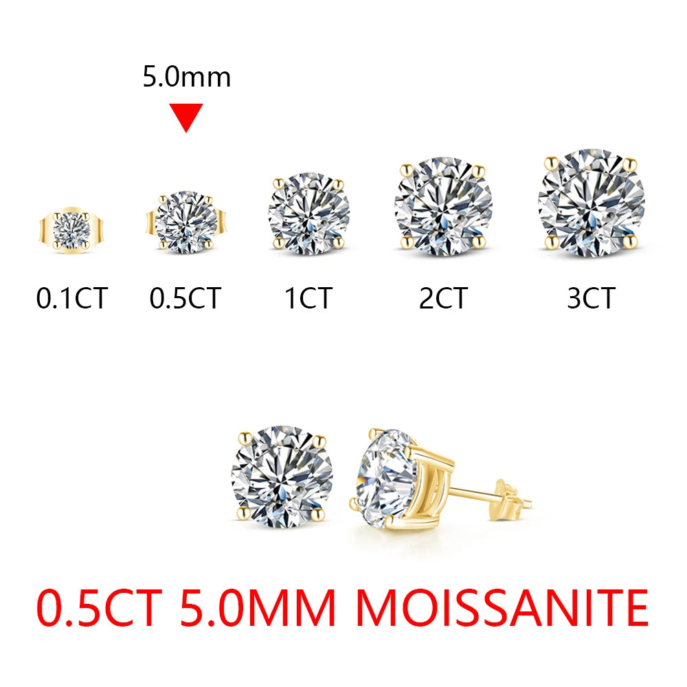 Sparkling Moissanite Stud Earrings – 925 Sterling Silver