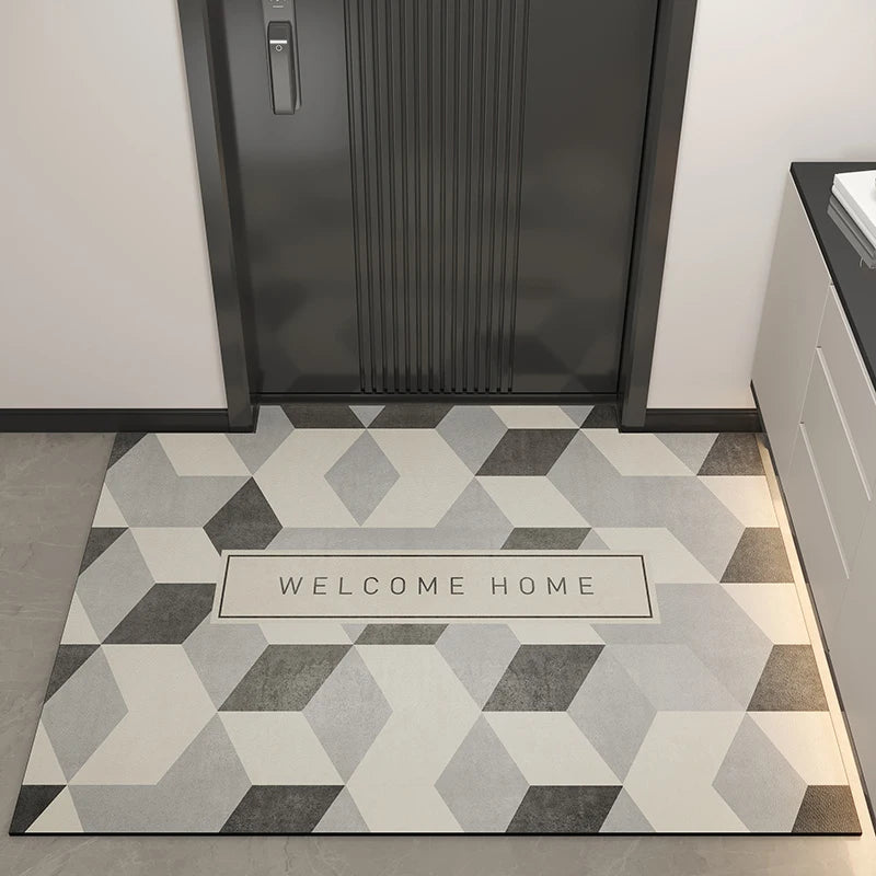 Geometric Pattern Door Mat Washble Rug Stain Resistant Anti Slip Backing Rugs for Living Room