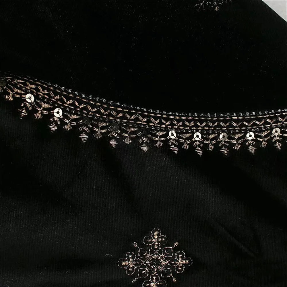 New Women's Fashion and Versatile Slim Fit Trendy Palace Embroidered Velvet Coat