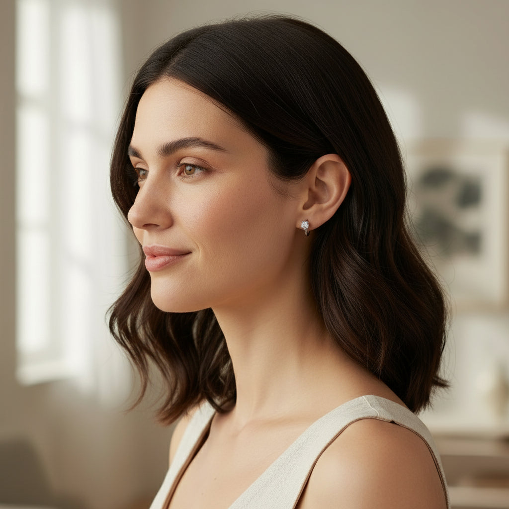 Milan Solitaire Moissanite Hoops