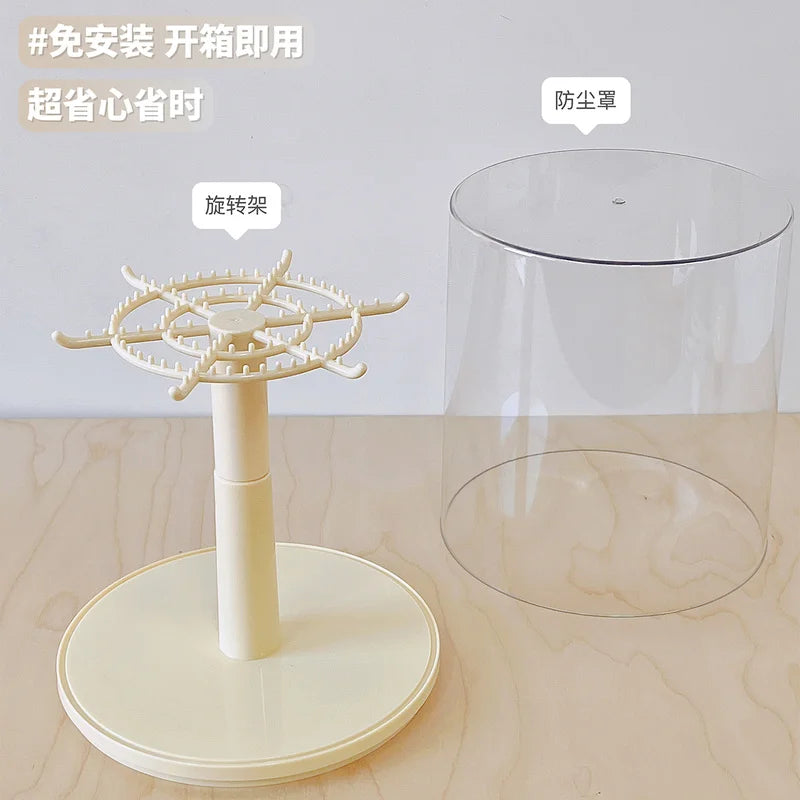 New labubu pendant display box rotating transparent labubu plush doll figure blind box storage display stand girl gifts