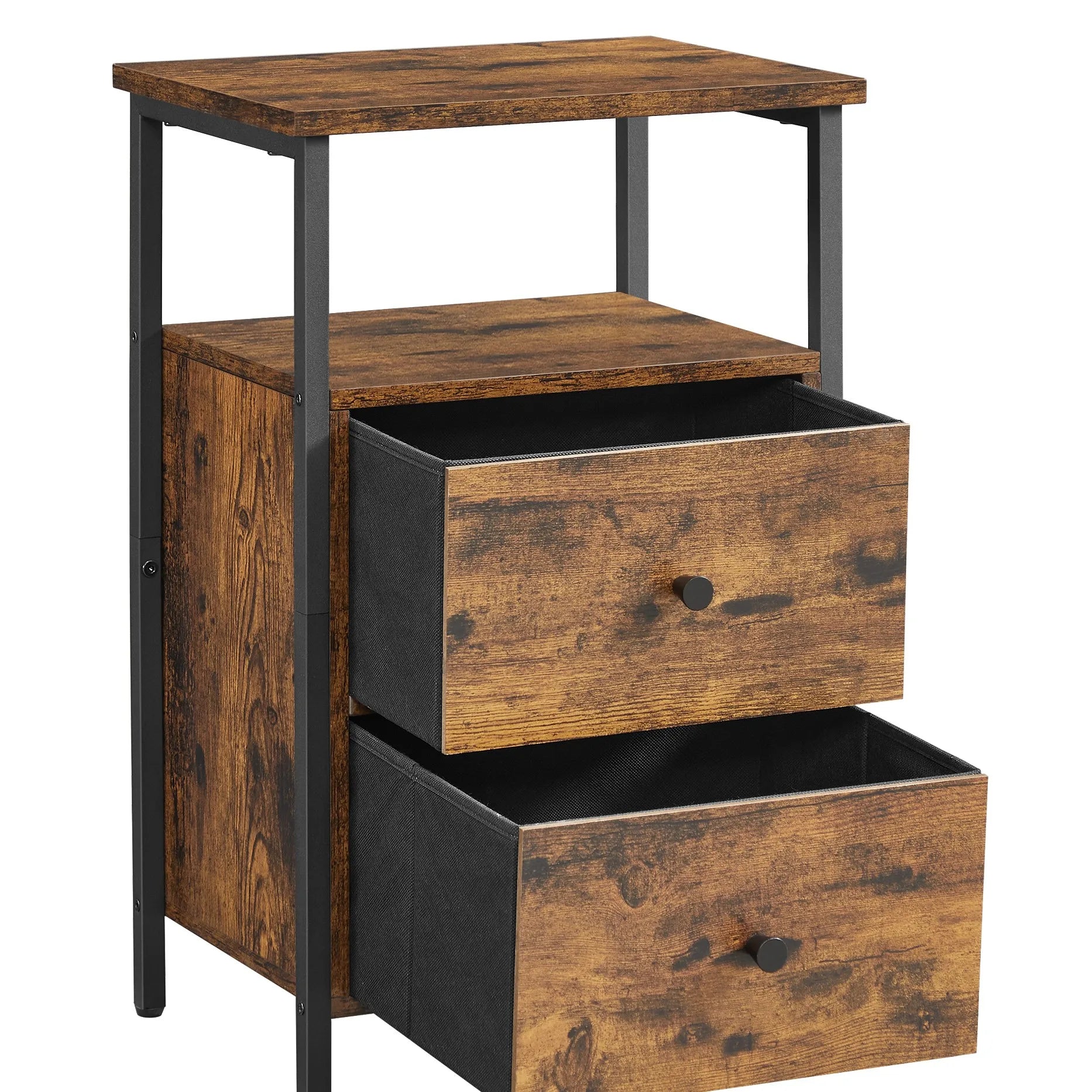 VASAGLE Bedside Table, Sofa Table, Nightstand with 2 Drawers, Industrial, for Bedroom, Living Room