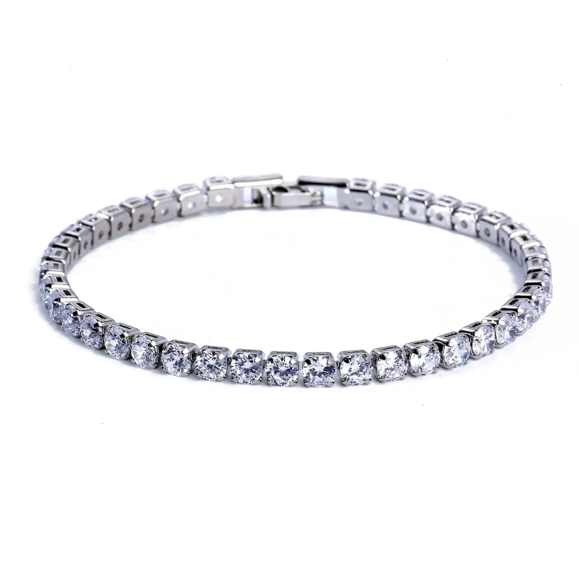 Sparkling 4mm Cubic Zirconia Bracelet – Silver Chain Jewelry