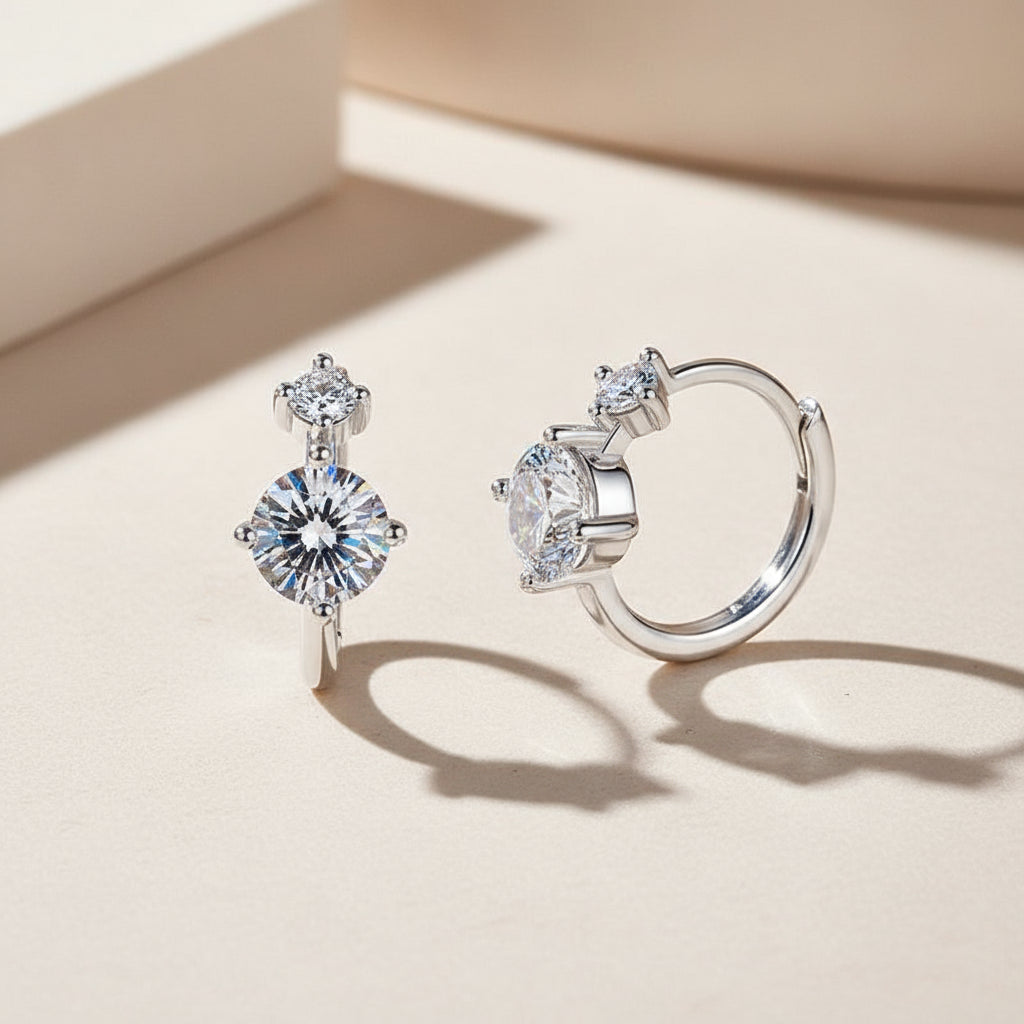 Sorrento Duet Moissanite Huggies