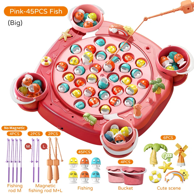 Kids Magnetic Fishing Play for Children Electric Fishing Toy Have Music Spinning Game Fish Rod Education Baby 3 Year Gifts