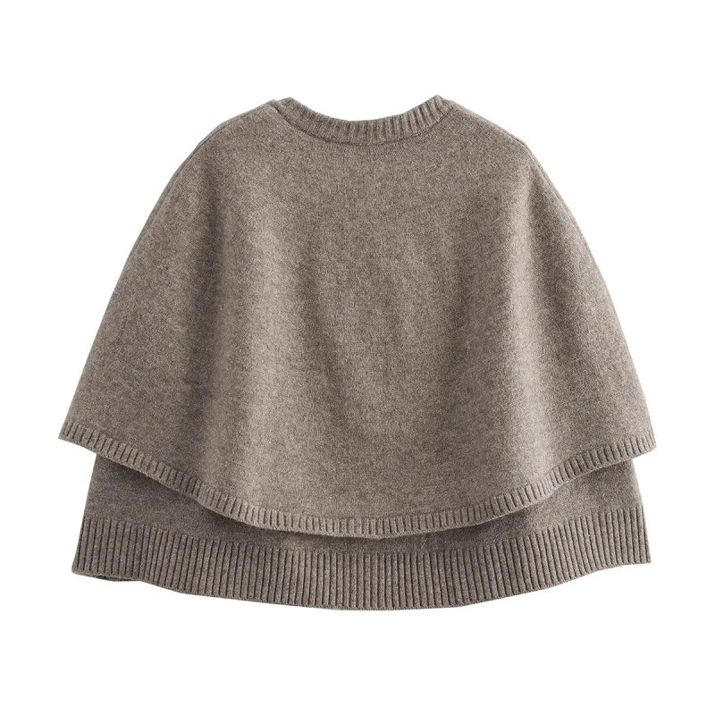 TRAF Knit Cape Cardigan for Women Shawl Winter Coats woman 2024 Cropped Coat Ponchos for Women Fashion Outerwear Cloaks of Woman