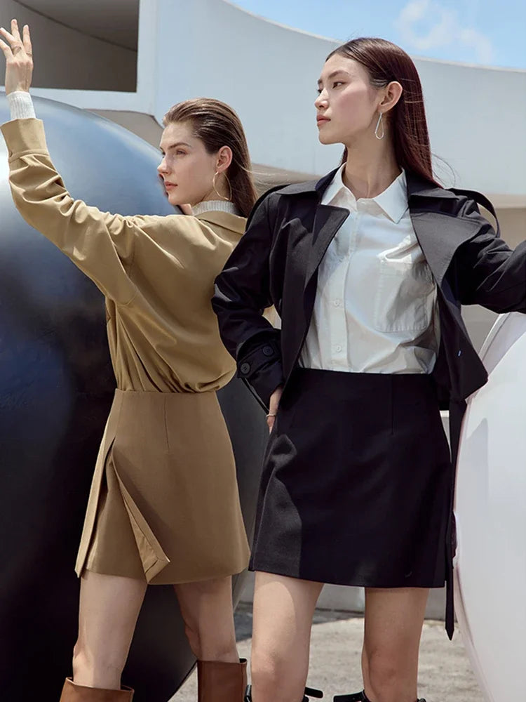 Minimalist Casual Shorts Skirts Women High Waist 2025 Spring New Fashion Commuter Straight A-Line Skirt