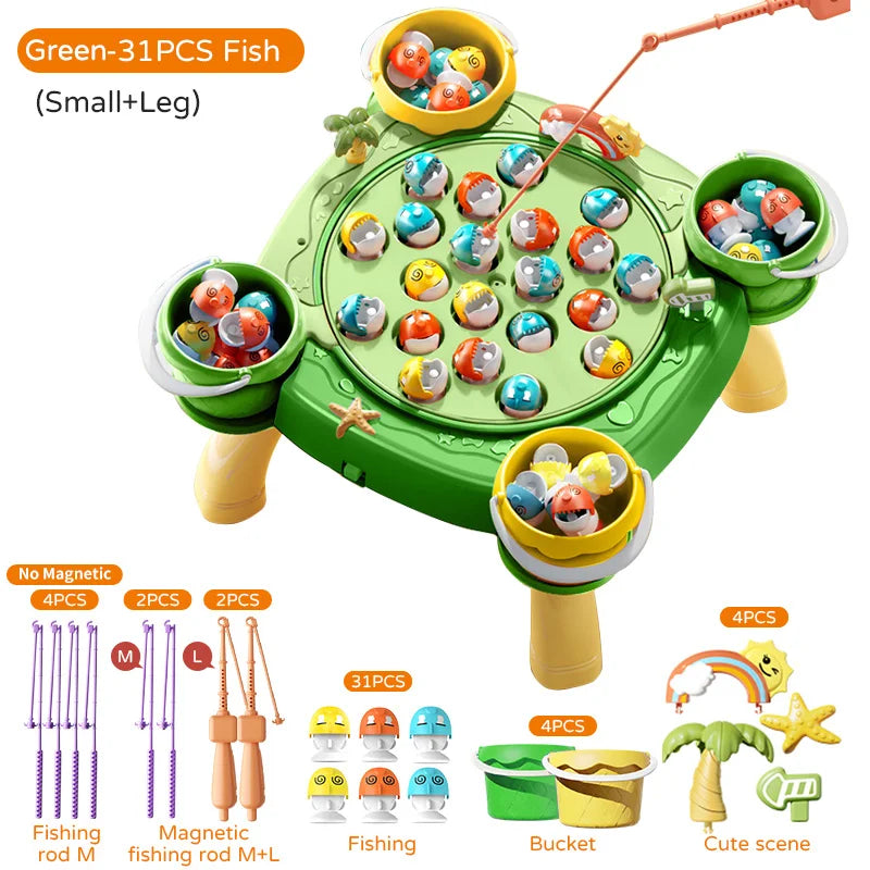 Kids Magnetic Fishing Play for Children Electric Fishing Toy Have Music Spinning Game Fish Rod Education Baby 3 Year Gifts
