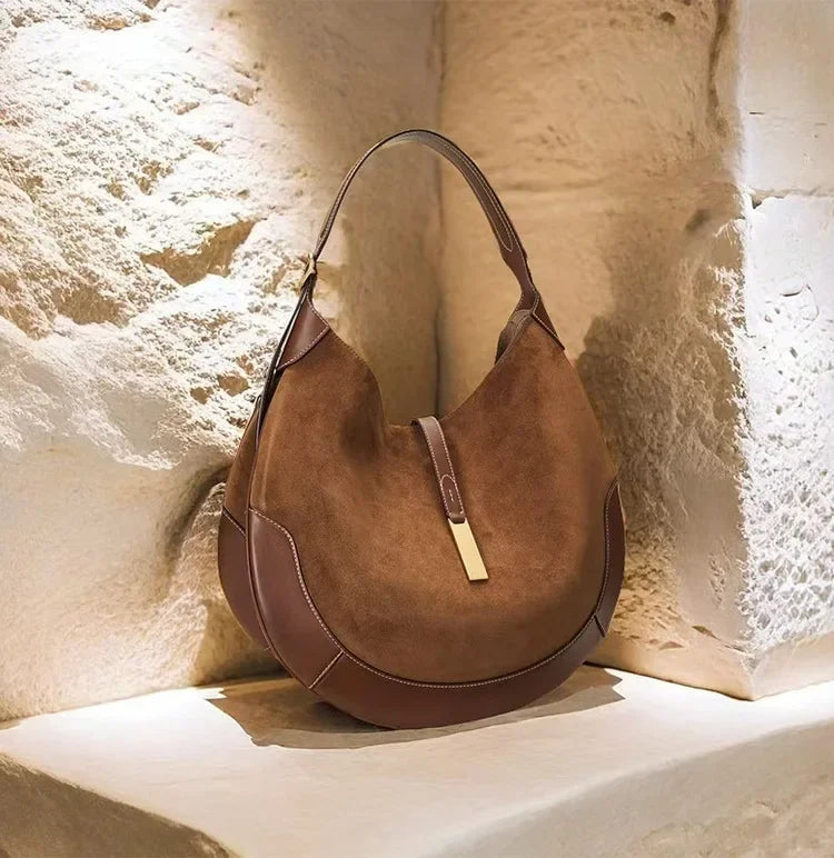 Trendy Cross-Border Women's Underarm Chamois Leather Ruffle Design Dumpling Bag Tote Bag Moon Shark Bag Handbag Chic Style