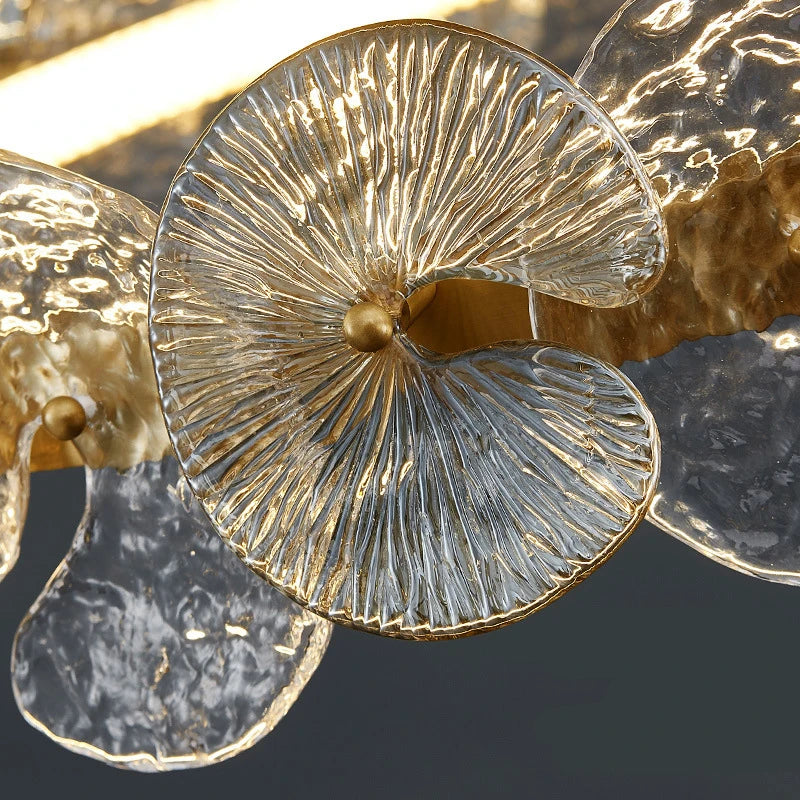 Barclay Chandelier Indoor Lotus Leaf Glass lamp Living Dining Room Bedroom Decoration art copper Lamps ring Suspension Lustre