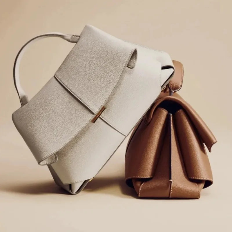 1pcs High end luxury leather smile bag with pleated design, single shoulder large capacity commuting handbag