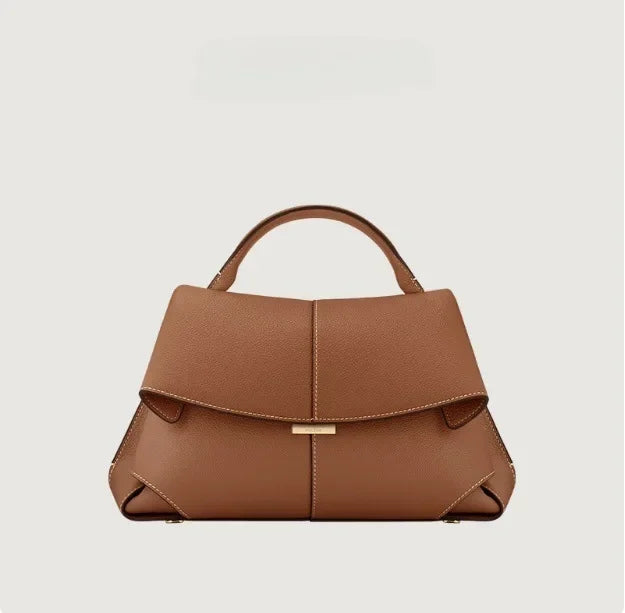 1pcs High end luxury leather smile bag with pleated design, single shoulder large capacity commuting handbag