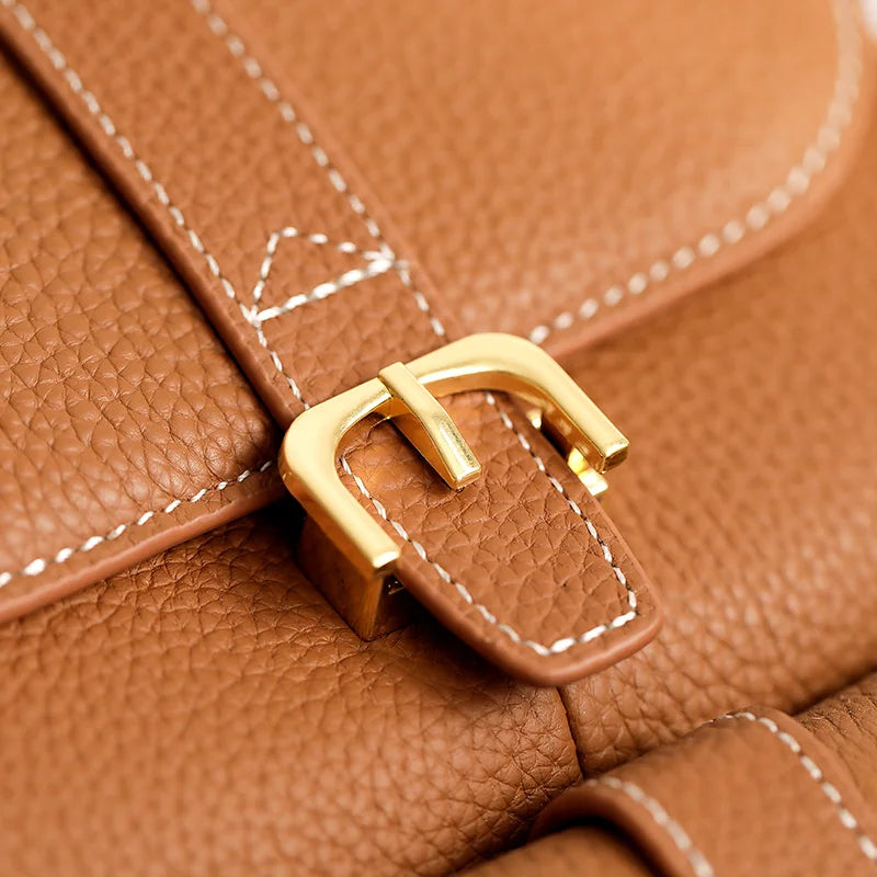 Lichi Pattern Cow Leather Fashion Casual Backpack High Quality Travel Rucksack Women Satchel Commute School Bag Cowskin Knapsack