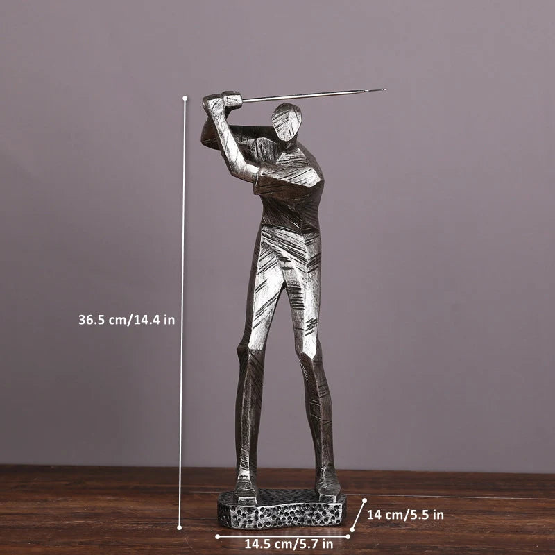 Huge Golf Player Figurine Resin Sportsman Statue Industrial Geometrical Shape Golfer Accessory Light Luxury Club Bar Home Decor